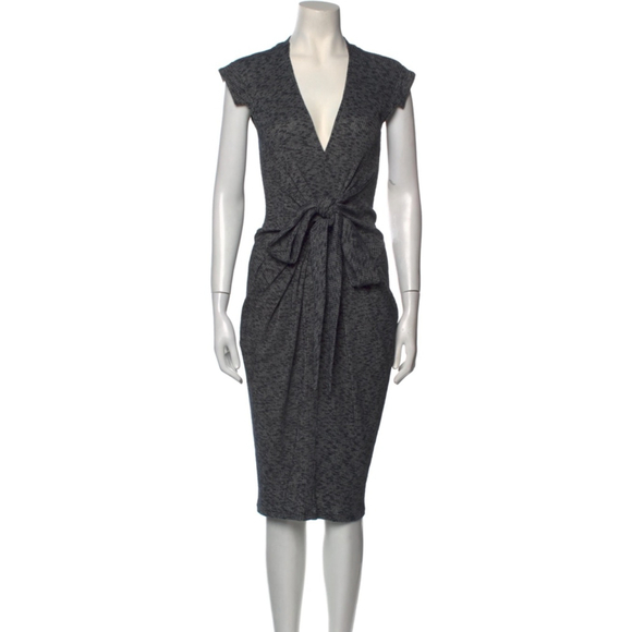 Women's Vena Cava Vogue Gray Ribbed Knit Tie-Front Midi Dress Size 4 - Picture 4 of 16